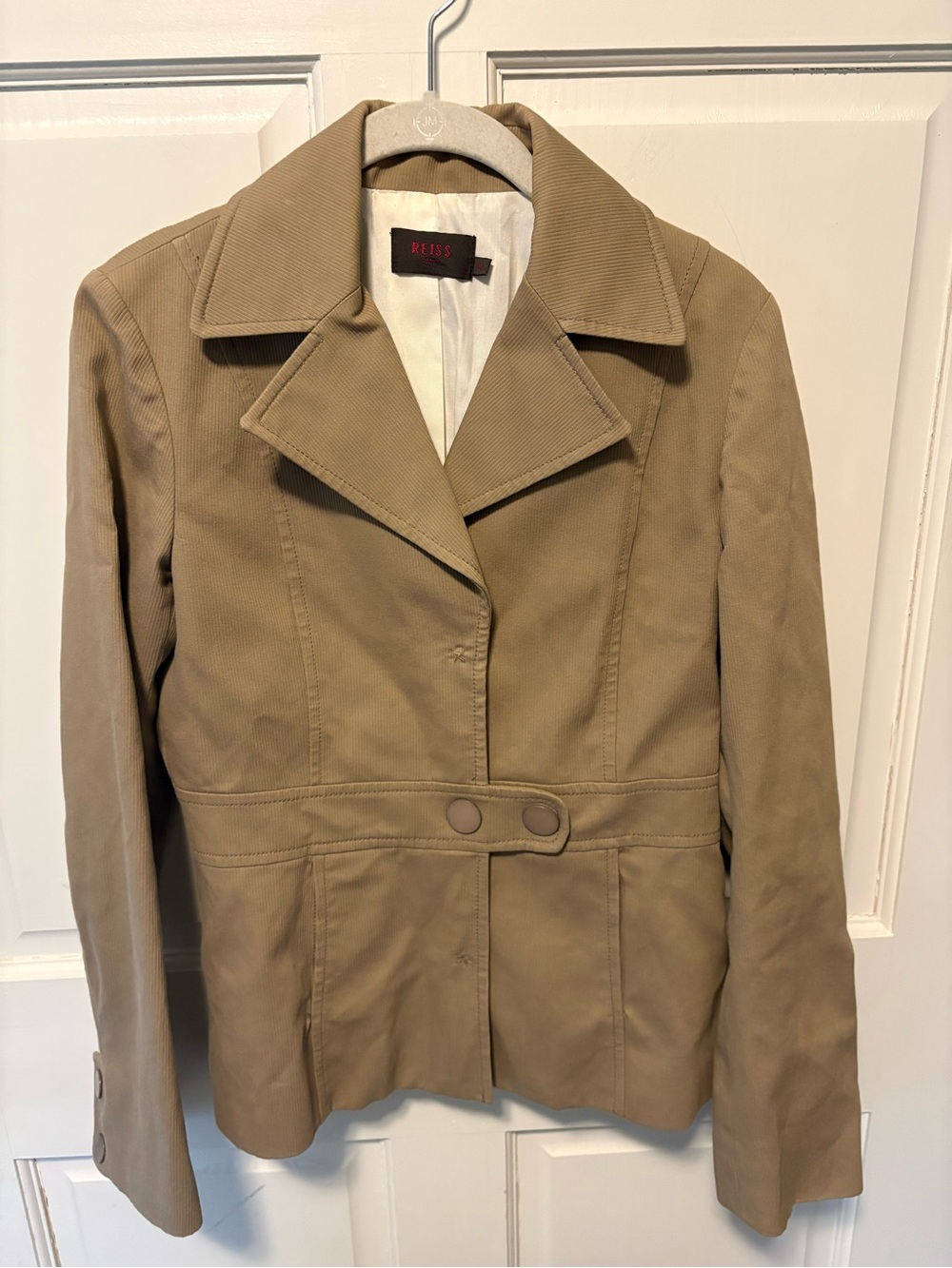 Reiss London tan cotton collared women’s classic jacket coat 10 s small
